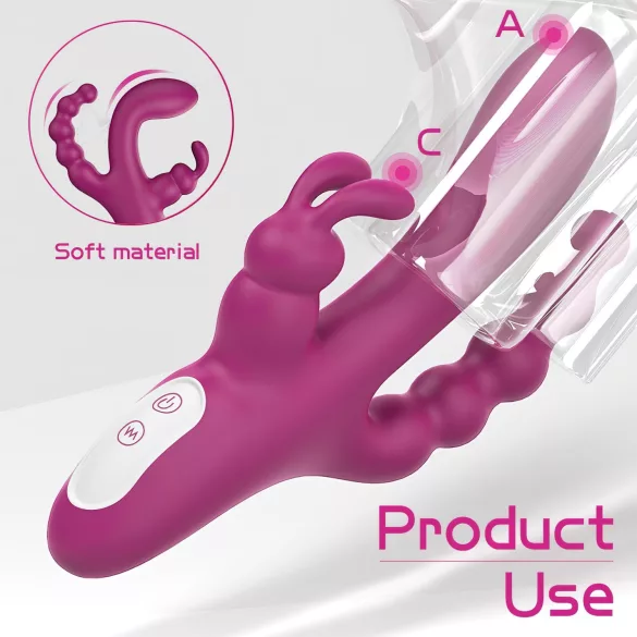 Sex HD Joker - oppladbar, vanntett trearmet vibrator (lilla)