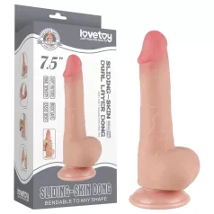   Lovetoy Glideskinn - suggekopp dobbel dildo - 19,5 cm (naturlig)