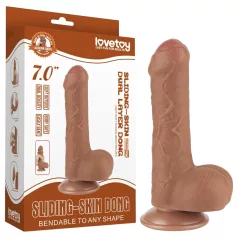   Lovetoy Glidende Hud - To-lags Dildo med Pung - 18,3cm (natur)