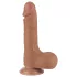 Lovetoy Sliding-Skin - dobbeltlags dildo med pung - 19,5cm (mørk natur)