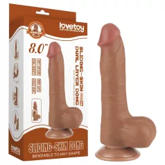   Lovetoy Sliding-Skin - testikuler dobbel-lags dildo - 20,8cm (mørk naturlig)