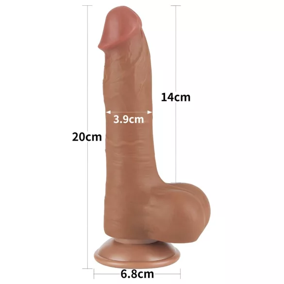Lovetoy Sliding-Skin - testikuler dobbel-lags dildo - 20,8cm (mørk naturlig)