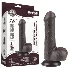   Lovetoy Sliding-Skin - testikulær dobbeltlagdildo - 18,3 cm (brun)