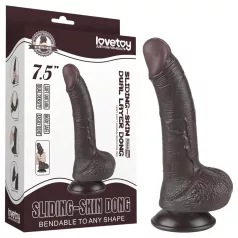   Sliding-Skin - sugekoppsdildo med dobbel lag - 19,5 cm (brun)