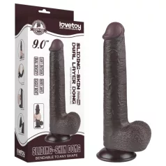   Sliding-Skin - dobbeltlags dildo med sugekopp - 20,8 cm (brun)