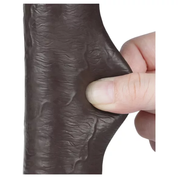 Lovetoy Glidende-Hud - sugekopp, dobbeltsjiktdildo - 20,8 cm (brun)