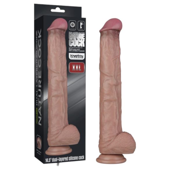 Lovetoy - Dobbeltsjikts XXL dildo - 36,5 cm - (naturlig)