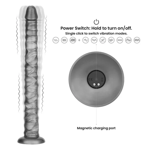 Lovetoy King Size – ekstra stor vibrator - 40,5 cm (grå)