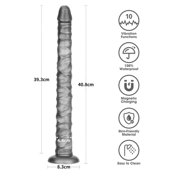 Lovetoy King Size – ekstra stor vibrator - 40,5 cm (grå)
