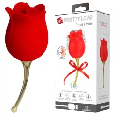Pretty Love Rose Lover - 2-i-1 tunge klitorisvibrator (rød)