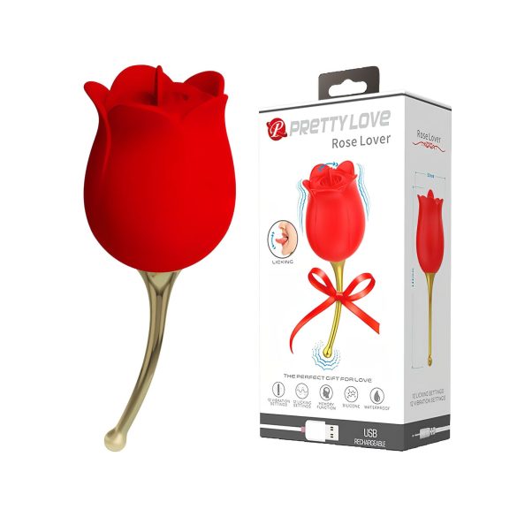 Pretty Love Rose Lover - 2-i-1 tunge klitorisvibrator (rød)