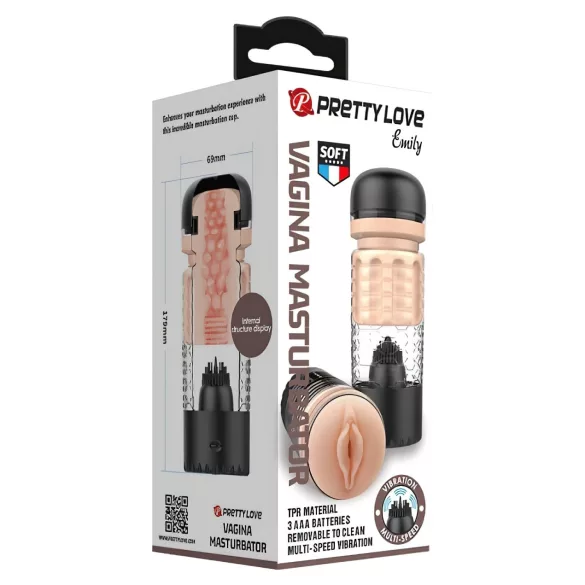 Pretty Love Emily - realistisk kunstig vagina-masturbator (svart)