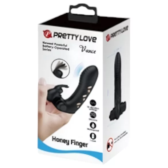 Pretty Love Vance - svart fingervibrator med klitorisarm