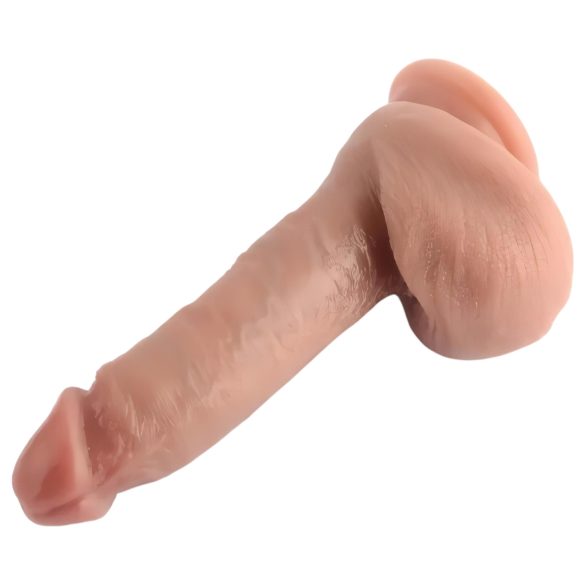 Dual Density - naturtro dildo med sugekopp og baller - 18cm (natur)