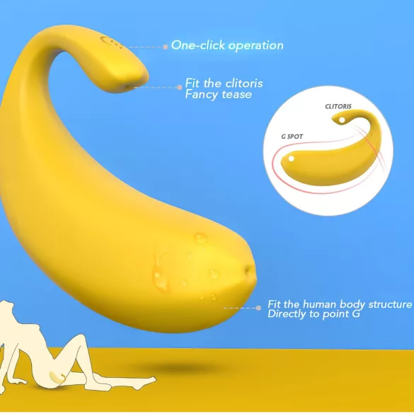 Sex HD - smart, bananformet vibrerende egg (gul)