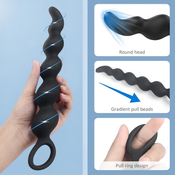 Sex HD Steven - perled analdildo (svart)