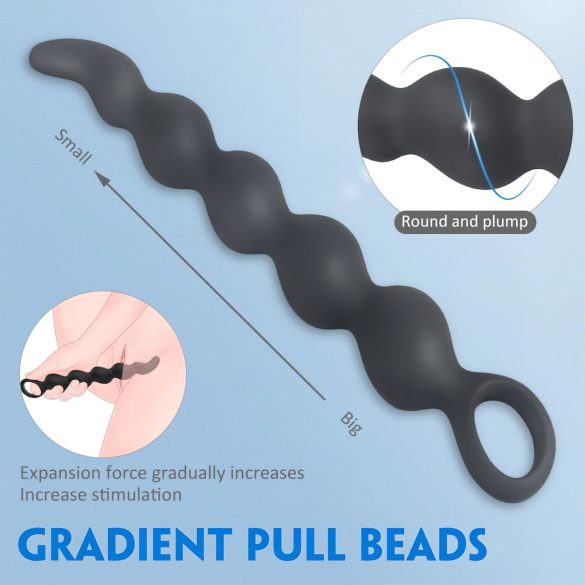 Sex HD Steven - perled analdildo (svart)