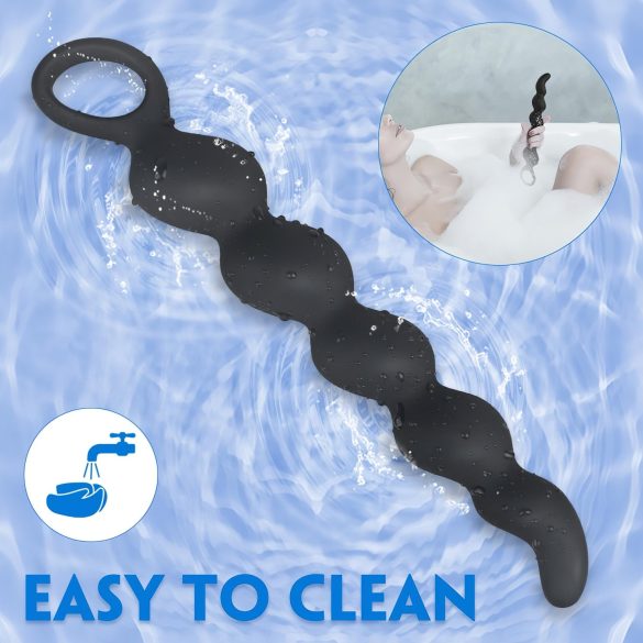 Sex HD Steven - perled analdildo (svart)