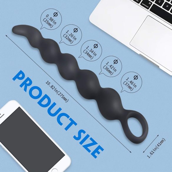 Sex HD Steven - perled analdildo (svart)