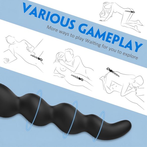 Sex HD Steven - perled analdildo (svart)