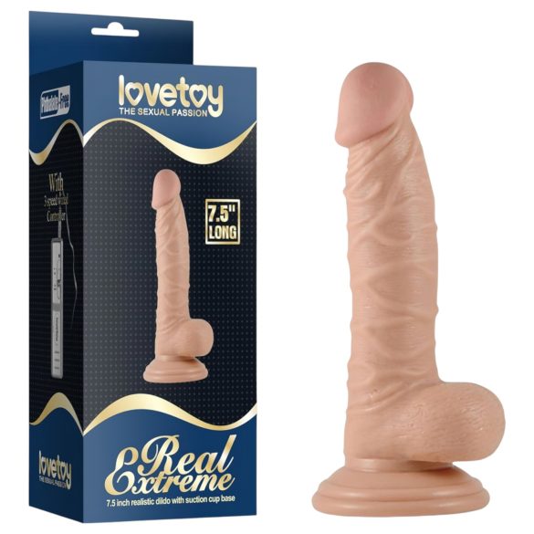 Lovetoy Real Extreme - sugekopps G-punkt dildo med testikler - 19cm (naturlig)