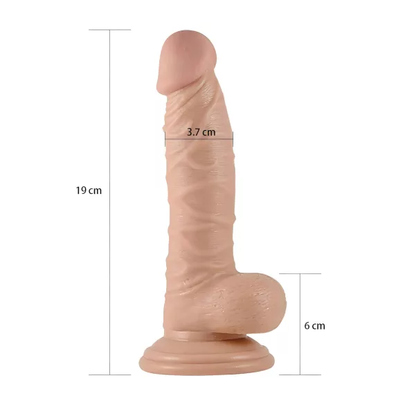 Lovetoy Real Extreme - sugekopps G-punkt dildo med testikler - 19cm (naturlig)