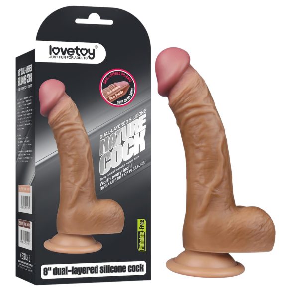 Lovetoy – realistisk, bøyd dildo – 22 cm (naturfarge)