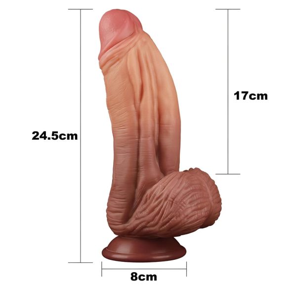 Lovetoy - Dobbel lag realistisk dildo - 26cm (naturlig)