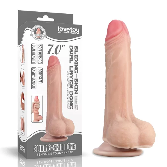 Lovetoy Glidingshud - to-lags dildo - 18cm (naturlig)