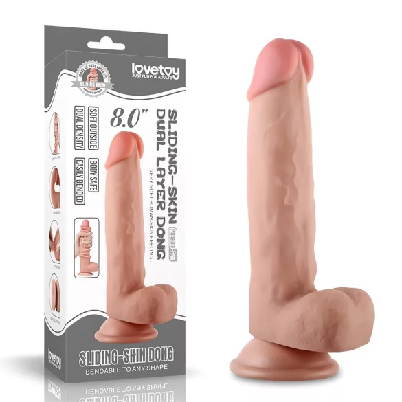 Lovetoy Sliding-Skin dobbel lag dildo - 21 cm (naturlig)