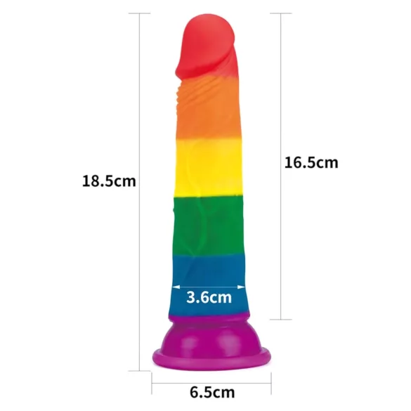 Lovetoy Prider - Naturlig dildo - 19cm (Regnbue)