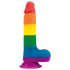 Lovetoy Prider - naturtro dildo med testikler - 20 cm (regnbue)