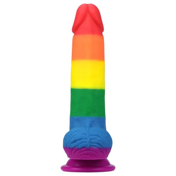 Lovetoy Prider - naturtro dildo med testikler - 20 cm (regnbue)