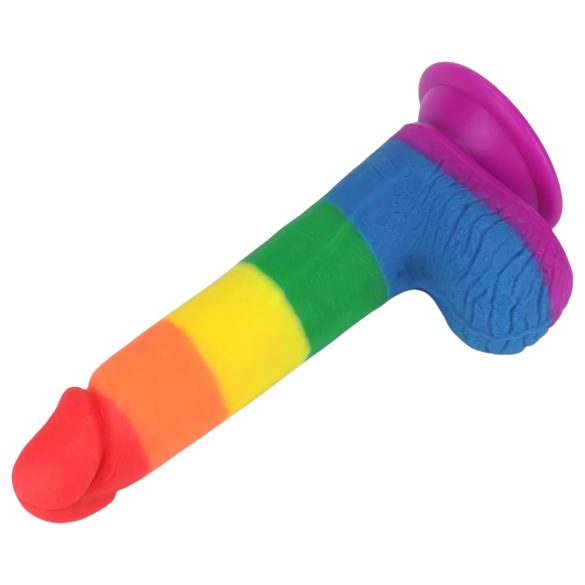 Lovetoy Prider - naturtro dildo med testikler - 20 cm (regnbue)
