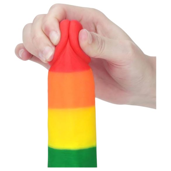 Lovetoy Prider - naturtro dildo med testikler - 20 cm (regnbue)