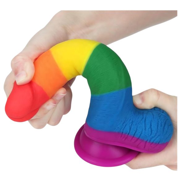 Lovetoy Prider - naturtro dildo med testikler - 20 cm (regnbue)