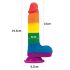 Lovetoy Prider - naturtro dildo med testikler - 20 cm (regnbue)