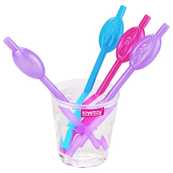 Elskovskopp sugerør - Rosa, blå, lilla