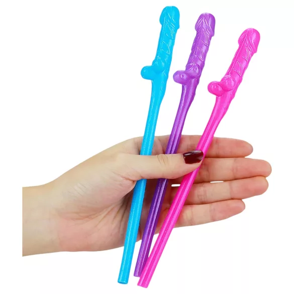Lovetoy - realistisk penis-sugerør (rosa-blå-lilla)