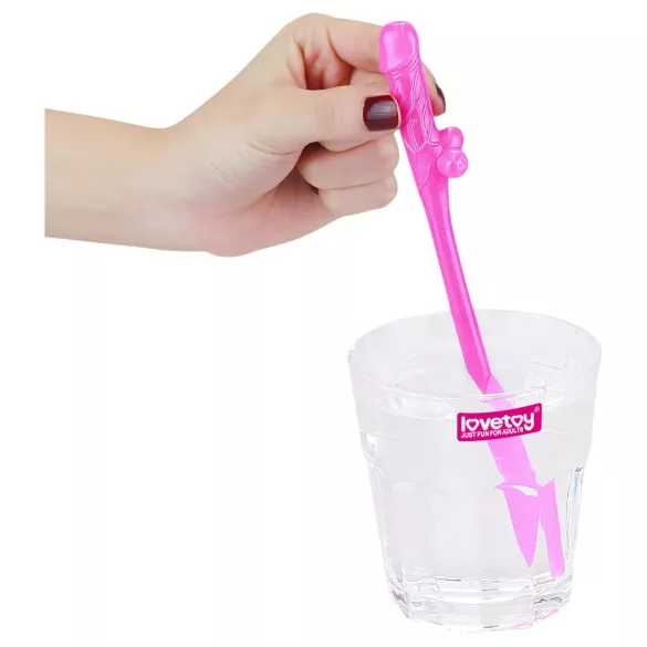 Lovetoy - realistisk penis-sugerør (rosa-blå-lilla)