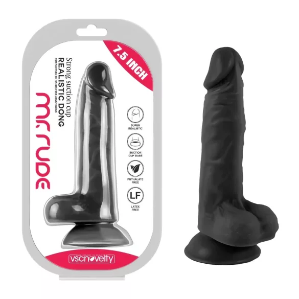 Mr. Rude - naturtro dildo med sugekopp - 19cm (svart)