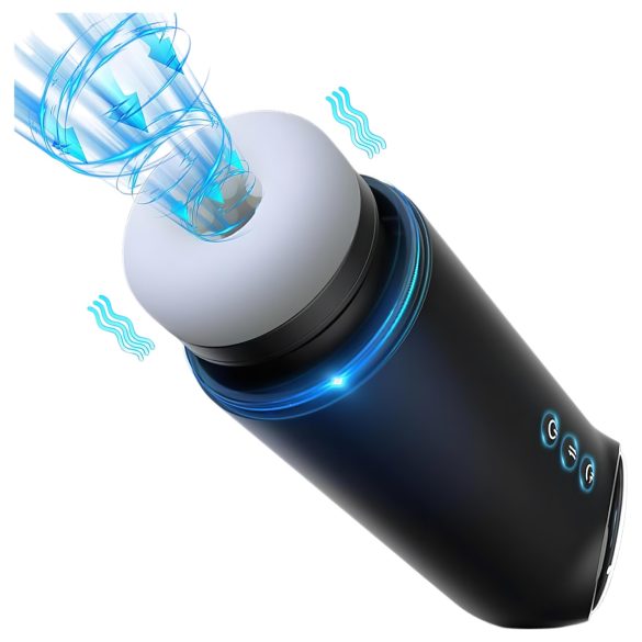 Leopard - opp-ned bevegende, sugende-vibrerende masturbator (svart)