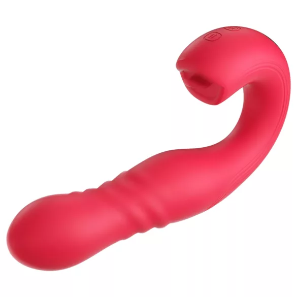 Honey Play Box Joi Thrust 2 - smart støtende, slikkende vibrator (rød)