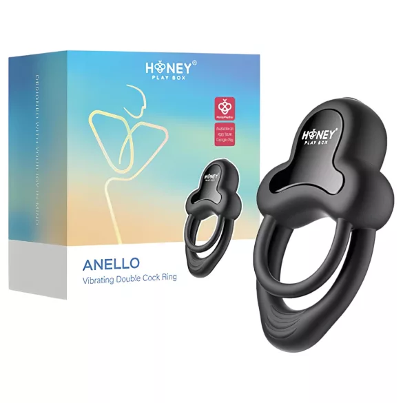 Honey Play Box Anello - app-styrt vibrerende penis- og pungring for menn (svart)