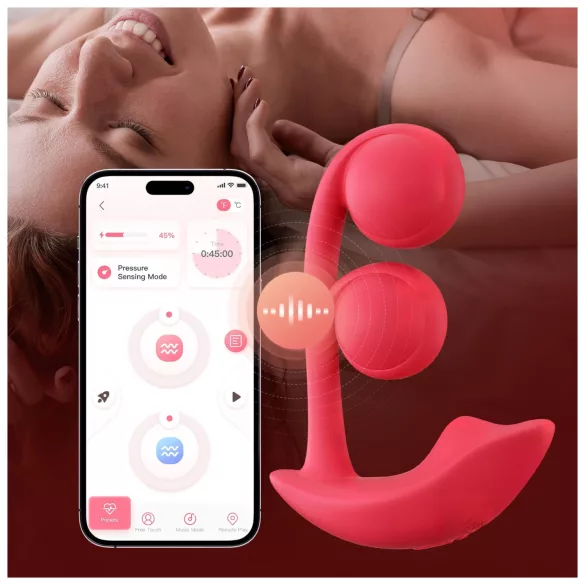 Honey Play Box Melody - appstyrt 2‑i‑1 vibrator med perler (rød)