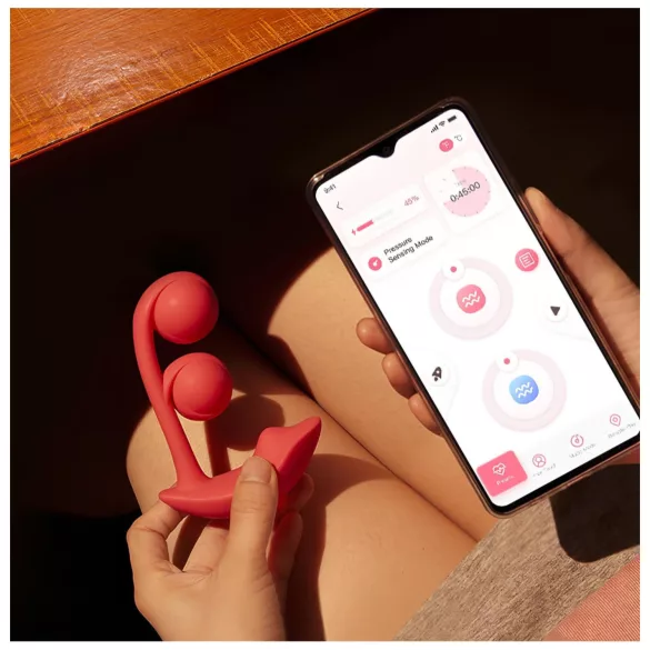 Honey Play Box Melody - appstyrt 2‑i‑1 vibrator med perler (rød)
