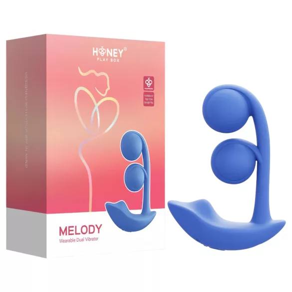 Honey Play Box Melody - App-styrt perlevibrator 2-i-1 (blå)