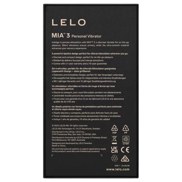 LELO Mia 3 - reisevennlig leppestiftvibrator (lilla)