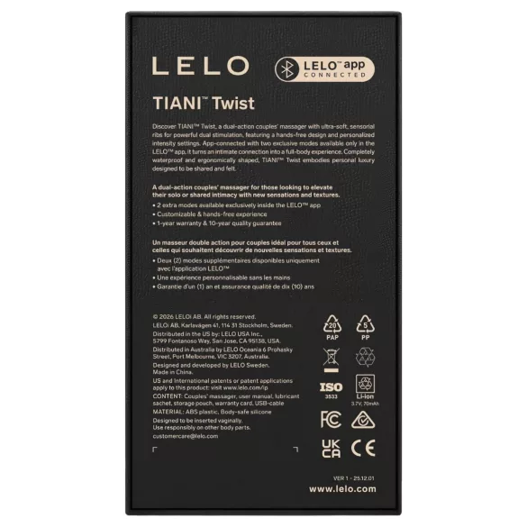 LELO Tiani Twist - App-styrt parvibrator (lilla)