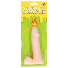 Skandaløs stearinlys - penis med kuler - natur (133g)